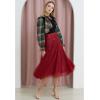 imageCHICWISH Sequins Tulle Skirts for Women Elastic Waist Mesh Midi Skirt Casual Flowy Layered Black SkirtRed
