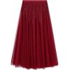imageCHICWISH Sequins Tulle Skirts for Women Elastic Waist Mesh Midi Skirt Casual Flowy Layered Black SkirtRed