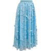 imageCHICWISH Women 3D Butterfly Embroidered Mesh Tulle Midi Skirt High Elastic Waist ALine Fairy SkirtsBlue