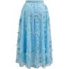 imageCHICWISH Women 3D Butterfly Embroidered Mesh Tulle Midi Skirt High Elastic Waist ALine Fairy SkirtsBlue