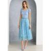 imageCHICWISH Women 3D Butterfly Embroidered Mesh Tulle Midi Skirt High Elastic Waist ALine Fairy SkirtsBlue