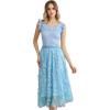 imageCHICWISH Women 3D Butterfly Embroidered Mesh Tulle Midi Skirt High Elastic Waist ALine Fairy SkirtsBlue