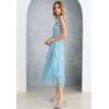 imageCHICWISH Women 3D Butterfly Embroidered Mesh Tulle Midi Skirt High Elastic Waist ALine Fairy SkirtsBlue