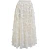 imageCHICWISH Women 3D Butterfly Embroidered Mesh Tulle Midi Skirt High Elastic Waist ALine Fairy SkirtsCream