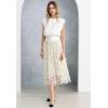 imageCHICWISH Women 3D Butterfly Embroidered Mesh Tulle Midi Skirt High Elastic Waist ALine Fairy SkirtsCream