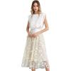 imageCHICWISH Women 3D Butterfly Embroidered Mesh Tulle Midi Skirt High Elastic Waist ALine Fairy SkirtsCream