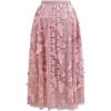 imageCHICWISH Women 3D Butterfly Embroidered Mesh Tulle Midi Skirt High Elastic Waist ALine Fairy SkirtsPink