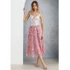 imageCHICWISH Women 3D Butterfly Embroidered Mesh Tulle Midi Skirt High Elastic Waist ALine Fairy SkirtsPink