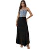 imageCHICWISH Women Bohemian Cutwork Crochet Maxi Skirt Hollow Out High Elastic Waist Summer Vacation Beach Long SkirtsBlack
