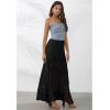 imageCHICWISH Women Bohemian Cutwork Crochet Maxi Skirt Hollow Out High Elastic Waist Summer Vacation Beach Long SkirtsBlack
