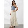 imageCHICWISH Women Bohemian Cutwork Crochet Maxi Skirt Hollow Out High Elastic Waist Summer Vacation Beach Long SkirtsSand