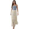 imageCHICWISH Women Bohemian Cutwork Crochet Maxi Skirt Hollow Out High Elastic Waist Summer Vacation Beach Long SkirtsSand