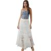 imageCHICWISH Women Bohemian Cutwork Crochet Maxi Skirt Hollow Out High Elastic Waist Summer Vacation Beach Long SkirtsWhite