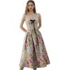 imageCHICWISH Women Daisy Field Pleated Midi Skirt Printed ALine Casual High Waist Swing Flared Vintage Skirts with PocketsGreen
