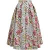imageCHICWISH Women Daisy Field Pleated Midi Skirt Printed ALine Casual High Waist Swing Flared Vintage Skirts with PocketsGreen