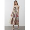 imageCHICWISH Women Daisy Field Pleated Midi Skirt Printed ALine Casual High Waist Swing Flared Vintage Skirts with PocketsGreen