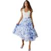 imageCHICWISH Women Mesh Tulle Skirt Indigo Lemon Printed ALine Fairy Midi Skirt High Elastic Waist Layered Casual SkirtsIndigo
