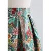 imageCHICWISH Women Pleated Midi Skirt Flower Pattern Casual High Waist A Line Swing Flare Summer SkirtsGreen