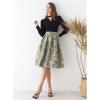 imageCHICWISH Women Pleated Midi Skirt Flower Pattern Casual High Waist A Line Swing Flare Summer SkirtsGreen