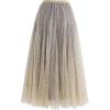 imageCHICWISH Women Tulle Mesh Sequin Skirts Elastic Waist Pleated Midi Skirt Sparkle Layered Flowy Fairy Tutu SkirtsYellow