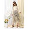 imageCHICWISH Women Tulle Mesh Sequin Skirts Elastic Waist Pleated Midi Skirt Sparkle Layered Flowy Fairy Tutu SkirtsYellow
