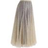 imageCHICWISH Women Tulle Mesh Sequin Skirts Elastic Waist Pleated Midi Skirt Sparkle Layered Flowy Fairy Tutu SkirtsYellow