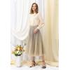 imageCHICWISH Women Tulle Mesh Sequin Skirts Elastic Waist Pleated Midi Skirt Sparkle Layered Flowy Fairy Tutu SkirtsYellow