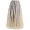 imageCHICWISH Women Tulle Mesh Sequin Skirts Elastic Waist Pleated Midi Skirt Sparkle Layered Flowy Fairy Tutu SkirtsYellow