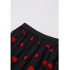 imageCHICWISH Women Valentines 3D Red Heart Print Mesh Tulle Midi Skirt Elastic High Waist ALine Cute Flowy Holiday SkirtBlack
