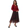 imageCHICWISH Women Valentines 3D Red Heart Print Mesh Tulle Midi Skirt Elastic High Waist ALine Cute Flowy Holiday SkirtBlack