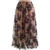 imageCHICWISH Womens Caramel 3D Leaf DoubleLayered Mesh Tulle Midi SkirtCaramel3d Leaf