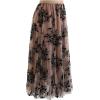 imageCHICWISH Womens Caramel 3D Leaf DoubleLayered Mesh Tulle Midi SkirtCaramel3d Leaf