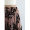 imageCHICWISH Womens Caramel 3D Leaf DoubleLayered Mesh Tulle Midi SkirtCaramel3d Leaf