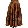 imageCHICWISH Womens Fall Winter Vintage Plaid Wool Skirts High Waist ALine Pleated Midi Skirt PumpkinPumpkin