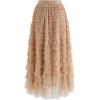 imageCHICWISH Womens GreyMint DotsPurpleRouge Pink Tiered Layered Mesh Ballet Prom Party Tulle Tutu Aline Maxi SkirtLight Tanmidi