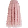 imageCHICWISH Womens GreyMint DotsPurpleRouge Pink Tiered Layered Mesh Ballet Prom Party Tulle Tutu Aline Maxi SkirtPinkmidi