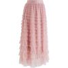 imageCHICWISH Womens GreyMint DotsPurpleRouge Pink Tiered Layered Mesh Ballet Prom Party Tulle Tutu Aline Maxi SkirtPinkmidi