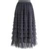 imageCHICWISH Womens GreyMint DotsPurpleRouge Pink Tiered Layered Mesh Ballet Prom Party Tulle Tutu Aline Maxi SkirtSmokemidi