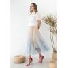 imageCHICWISH Womens LilacCreamGreyPinkBlack Layered Mesh Ballet Prom Party Tulle Tutu ALine Maxi SkirtApricot Color Block