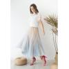imageCHICWISH Womens LilacCreamGreyPinkBlack Layered Mesh Ballet Prom Party Tulle Tutu ALine Maxi SkirtApricot Color Block