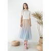 imageCHICWISH Womens LilacCreamGreyPinkBlack Layered Mesh Ballet Prom Party Tulle Tutu ALine Maxi SkirtApricot Color Block