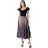 imageCHICWISH Womens LilacCreamGreyPinkBlack Layered Mesh Ballet Prom Party Tulle Tutu ALine Maxi SkirtBlack Pink