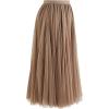 imageCHICWISH Womens LilacCreamGreyPinkBlack Layered Mesh Ballet Prom Party Tulle Tutu ALine Maxi SkirtBrowncrystal Embellished
