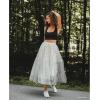 imageCHICWISH Womens LilacCreamGreyPinkBlack Layered Mesh Ballet Prom Party Tulle Tutu ALine Maxi SkirtCream Dots