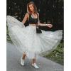 imageCHICWISH Womens LilacCreamGreyPinkBlack Layered Mesh Ballet Prom Party Tulle Tutu ALine Maxi SkirtCream Dots