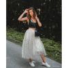 imageCHICWISH Womens LilacCreamGreyPinkBlack Layered Mesh Ballet Prom Party Tulle Tutu ALine Maxi SkirtCream Dots