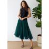 imageCHICWISH Womens LilacCreamGreyPinkBlack Layered Mesh Ballet Prom Party Tulle Tutu ALine Maxi SkirtDark Green