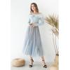 imageCHICWISH Womens LilacCreamGreyPinkBlack Layered Mesh Ballet Prom Party Tulle Tutu ALine Maxi SkirtDusty Blue Color Block