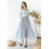 imageCHICWISH Womens LilacCreamGreyPinkBlack Layered Mesh Ballet Prom Party Tulle Tutu ALine Maxi SkirtDusty Blue Color Block