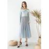imageCHICWISH Womens LilacCreamGreyPinkBlack Layered Mesh Ballet Prom Party Tulle Tutu ALine Maxi SkirtDusty Blue Color Block